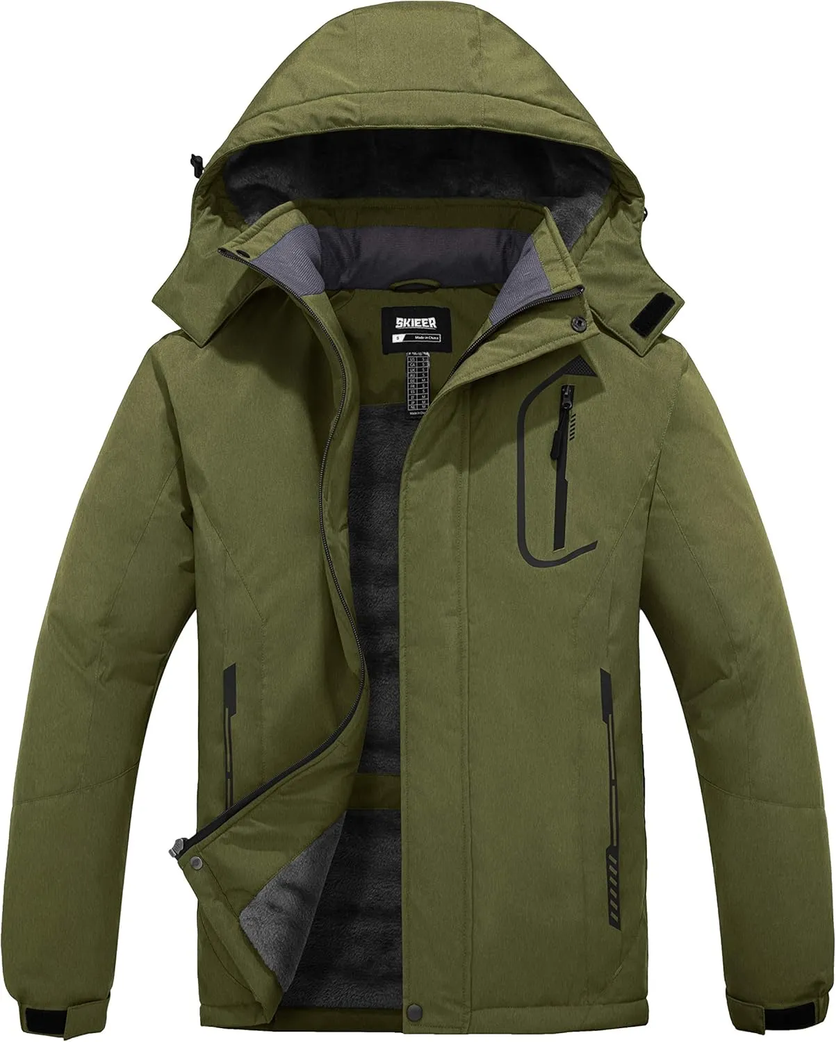 Skieer Men's Mountain Waterproof Ski Jacket Winter Rain Jacket Warm Fleece Snow Coat