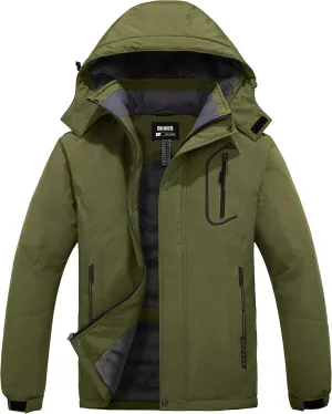 Skieer Men's Mountain Waterproof Ski Jacket Winter Rain Jacket Warm Fleece Snow Coat