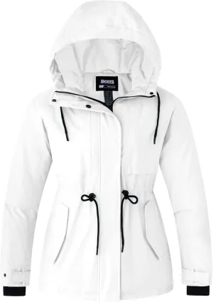 Skieer Women's Waterproof Ski Jacket Hooded Fleece Winter Jacket Warm Snow Coat