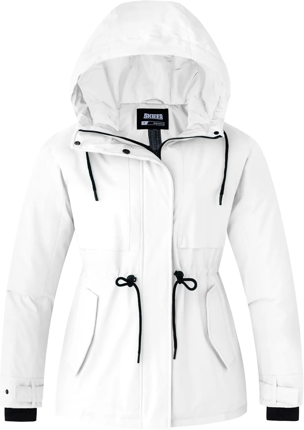 Skieer Women's Waterproof Ski Jacket Hooded Fleece Winter Jacket Warm Snow Coat