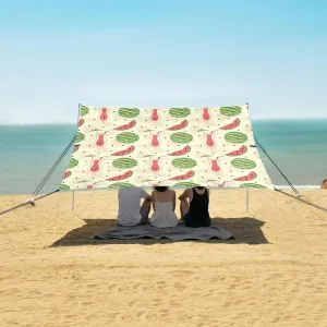 Slice Watermelon Pattern Beach Camping Tent Sun Shelter for Whole Family, Summer Themed Beach Shade Canopy with UPF50  UV Protection,Easy Set Up and Carry,Outdoor Shade for Trips, Fishing, Backy