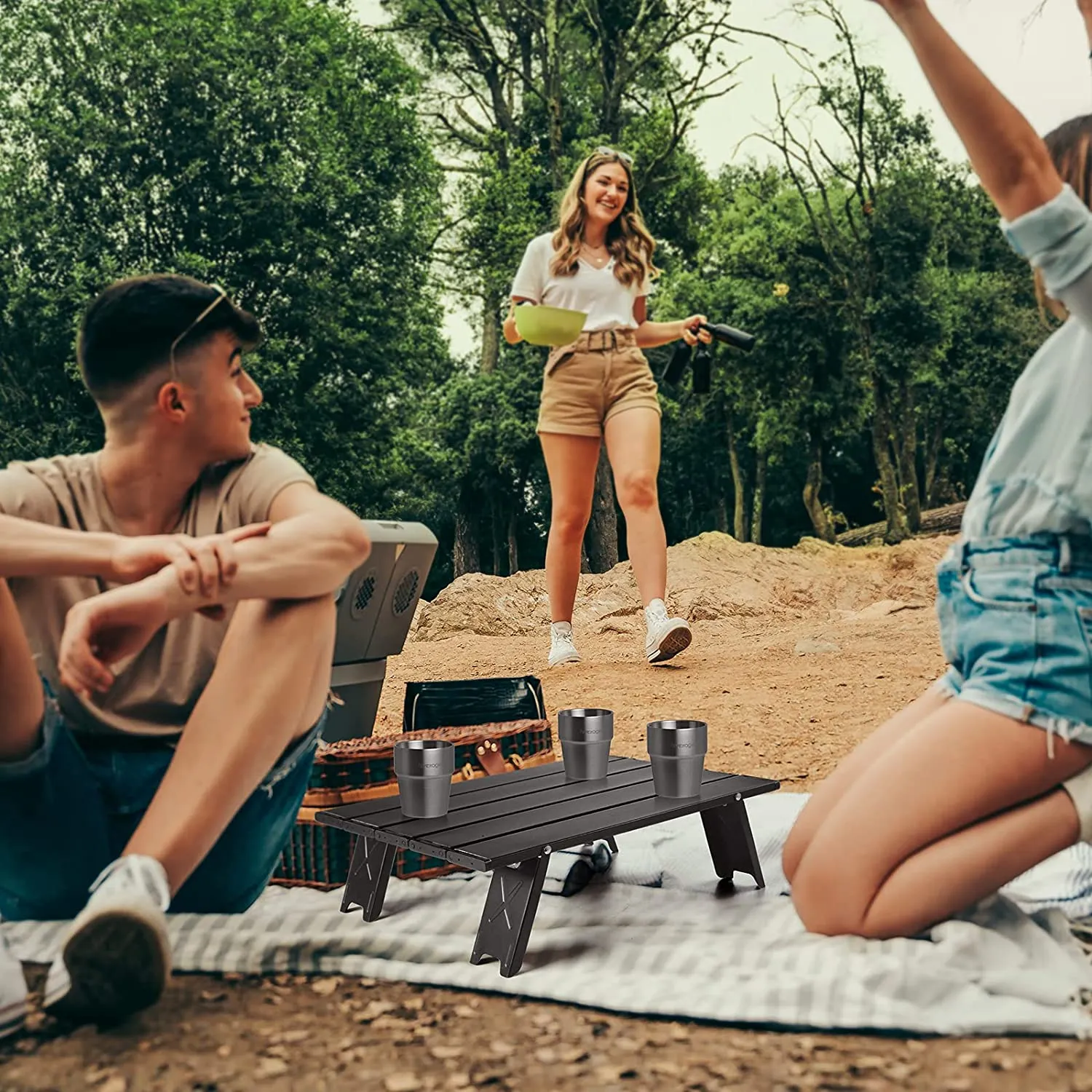 Small Picnic Table Folding Tables Aluminium for Camping Hiking Beach Travel Portable Ultralight Compact Mini Camping Table