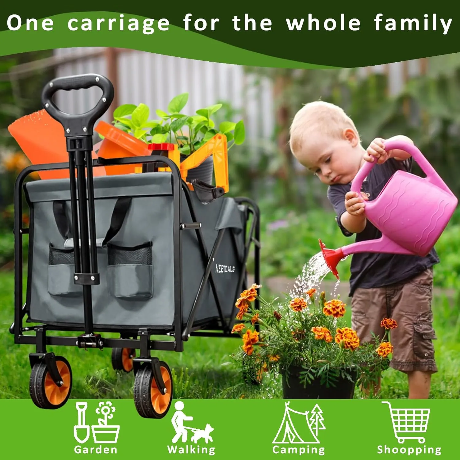 Small Tall Wagon Carts Collapsible/Folding/Foldable/for Apartment/Grocery/Travel/Camping/Shopping/Outdoor/Lightweight & Portable