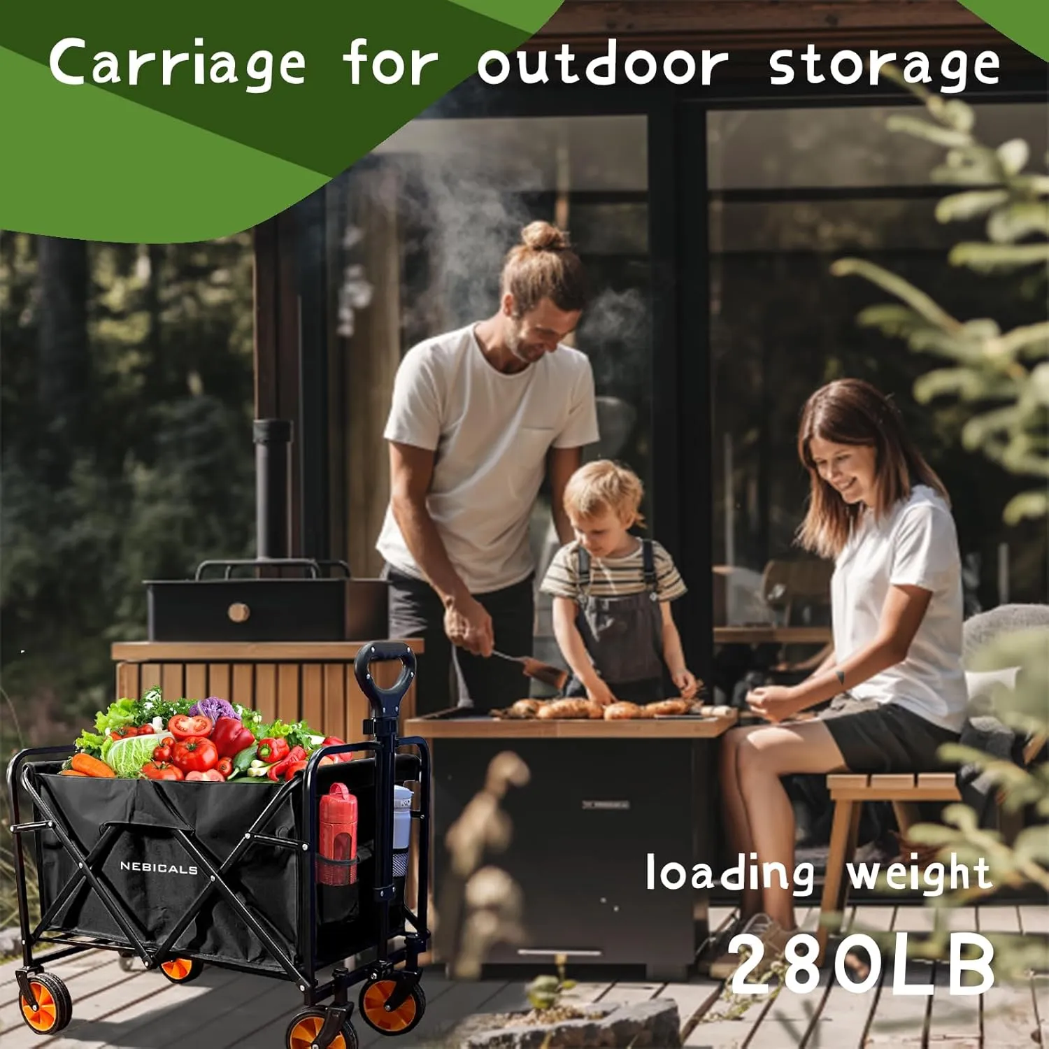 Small Tall Wagon Carts Collapsible/Folding/Foldable/for Apartment/Grocery/Travel/Camping/Shopping/Outdoor/Lightweight & Portable