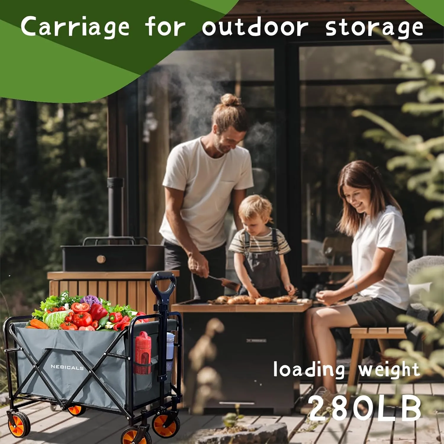 Small Tall Wagon Carts Collapsible/Folding/Foldable/for Apartment/Grocery/Travel/Camping/Shopping/Outdoor/Lightweight & Portable
