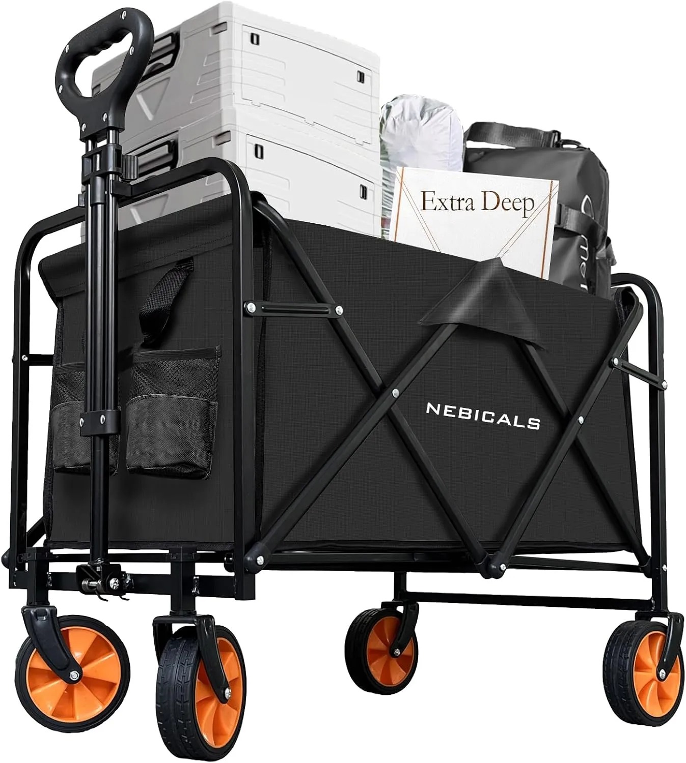 Small Tall Wagon Carts Collapsible/Folding/Foldable/for Apartment/Grocery/Travel/Camping/Shopping/Outdoor/Lightweight & Portable