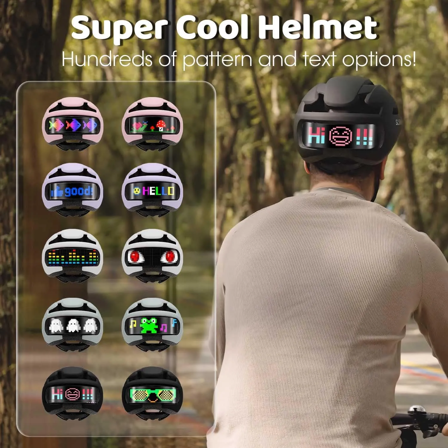 Smart Bike Helmet,Bicycle Helmet for Adults Teens with Personalized LED Lights,DIY Helmet with APP and Remote Control.(Men/Women)