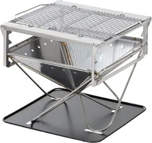 Snow Peak Takibi Fire & Grill, Stainless Steel, Durable, Portable, Foldable, Backyards, Patios, Camping, 5 Piece Set