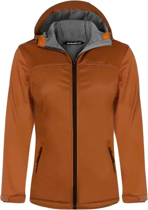 Softshell Jacket Women Fleece Lined Lightweight Jacket Waterproof Coat with Hooded Outdoor Hiking