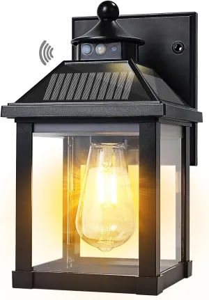 Solar Wall Lights Outdoor, Dusk to Dawn Porch Lights Fixture, Motion Sensor Exterior Solar Sconce Waterproof with 3 Lighting Modes Wall Mounted for Garage Patio Front Door Backyard Entryway