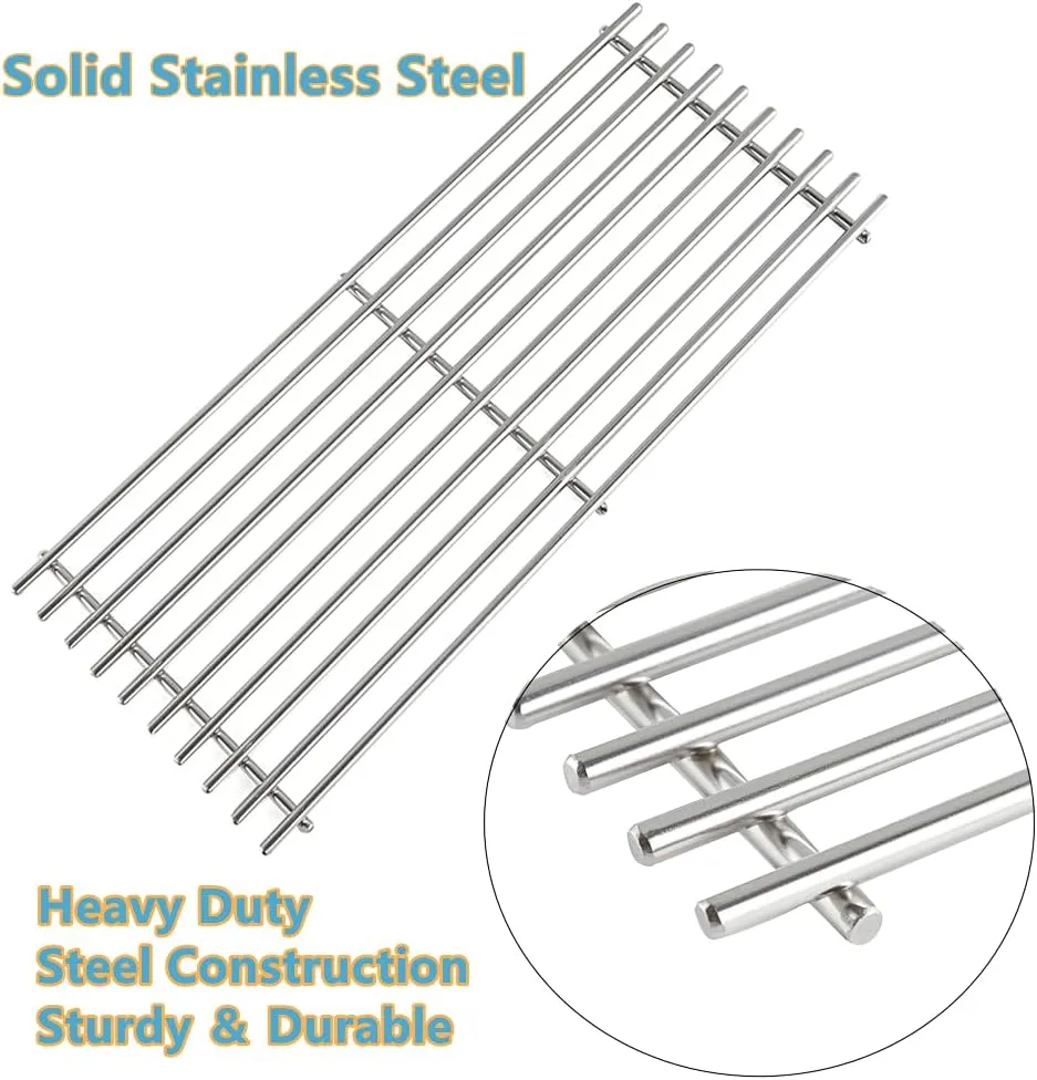 Solid Stainless Steel BBQ Grill Grates for Bull Most Models 19.25" x 7.5" OEM 16517, Outlaw 26038,26039, Steer Premium 69008,69009, Lonestar Select 87048,87049, 7 Burner Premium 18248,18249, Set of 4