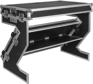 Sound Town DJ Z-Table Workstation Folding Mobile Flight Case with Wheels and Handles, Durable Plywood (STDJT-Z46W)