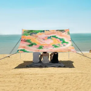 Spiral Tie Dye Beach Canopy Tent Anti-UV & Wind Resistant, Ethnic Art Camping Sun Shelter Easy Setup Portable,Outdoor Shade Tents with Sandbags,Sand Shovels,Ground Pegs & Stability Poles