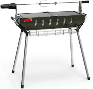 Spit Rotisserie Hog Roasting Machine Folding Portable Charcoal Barbeque Grill Smokeless BBQ Grill for Lamb Pig Goat