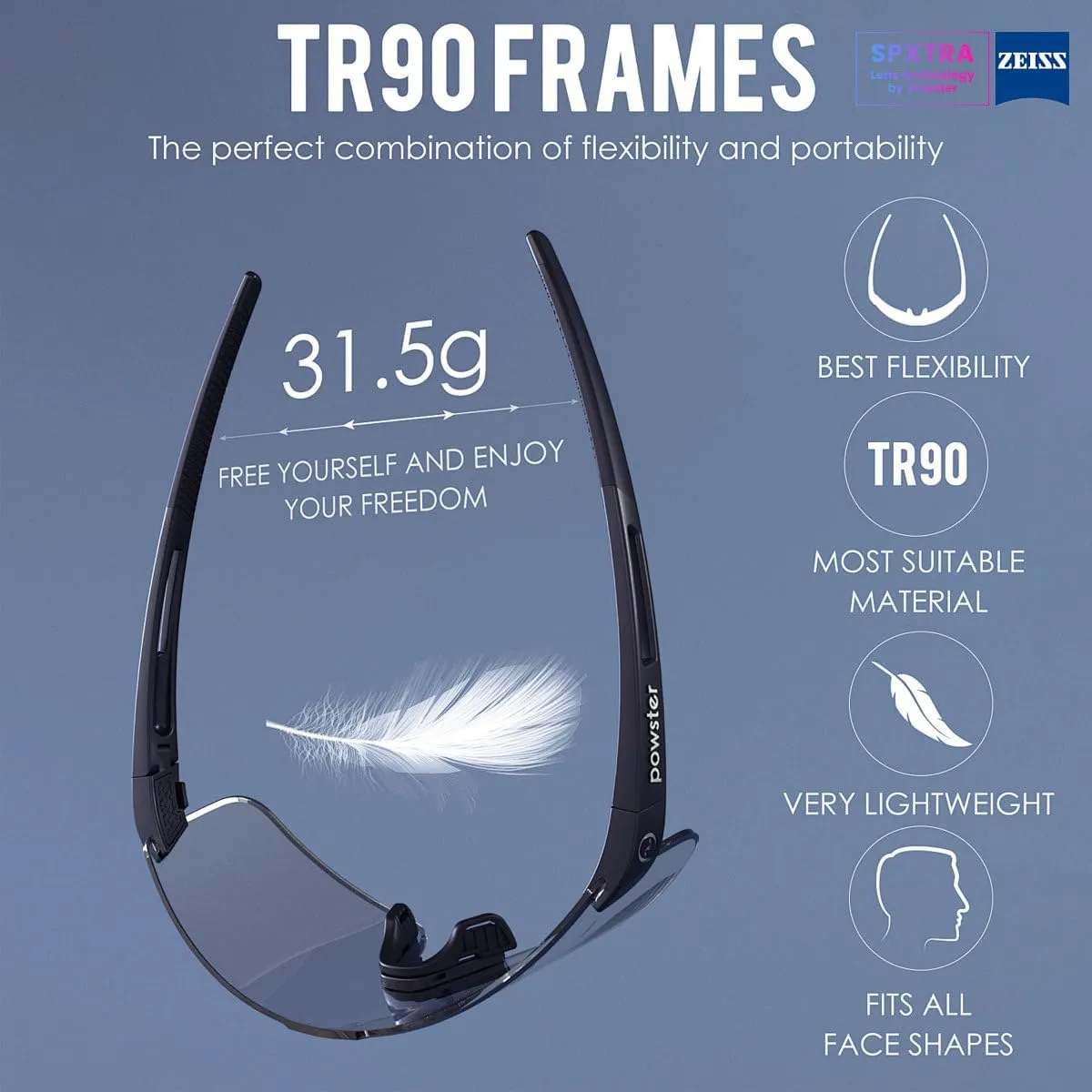 Sports Cycling Sunglasses for Men and Women Interchangeable Six coated lenses UV 400 TR90 Protection Sunglasses