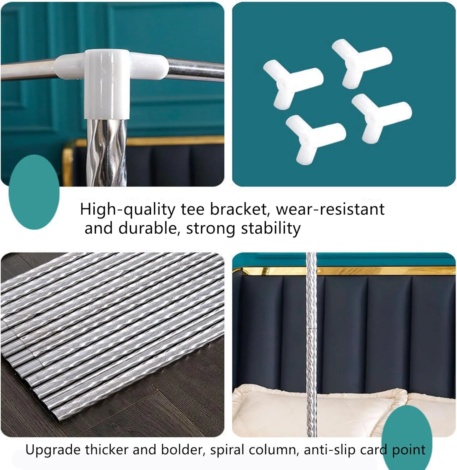 Square One Piece 4 Corner Mosquito Netting Bracket, Stainless Steel Mosquito Net Frame, Bed Stand Canopy Post with Curtain, for Bed,B,Twin