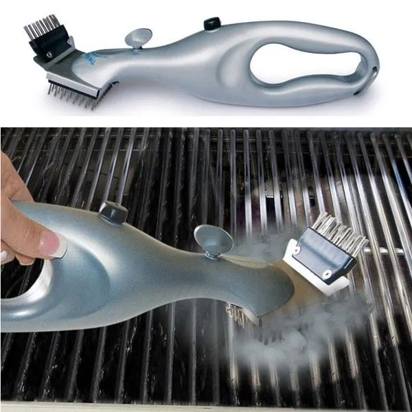 Stainless Steel BBQ Cleaning Brush Handheld Grill Cleaning Brush Barbecue Cleaning Tool Gray
