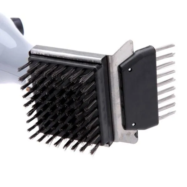 Stainless Steel BBQ Cleaning Brush Handheld Grill Cleaning Brush Barbecue Cleaning Tool Gray