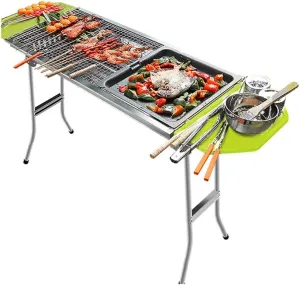 Stainless Steel BBQ Grill Folding Charcoal BBQ Barbecue & Grill Plate Travel Picnic Camping Outdoor Stove
