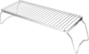 Stainless Steel Campfire Grill, Portable Camping Grill, BBQ with Carrying Bag, for Outdoor Cooking, Heat Up Meals or Boil Water, 44 X 16cm