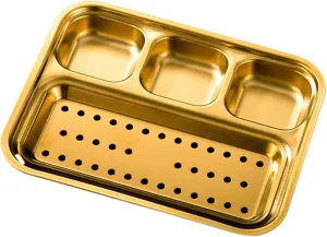 Stainless Steel Compartment Dinner Plate Multi Function Food Tray for Healthy Eating Oil Filter Design for Camping Picnics Indoor Outdoor Use