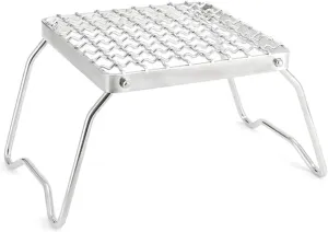 Stainless Steel Folding Charcoal Grill with Thermometer, Portable BBQ Rack for 3-5 People, Outdoor Camping and Picnic, Heat Resistant