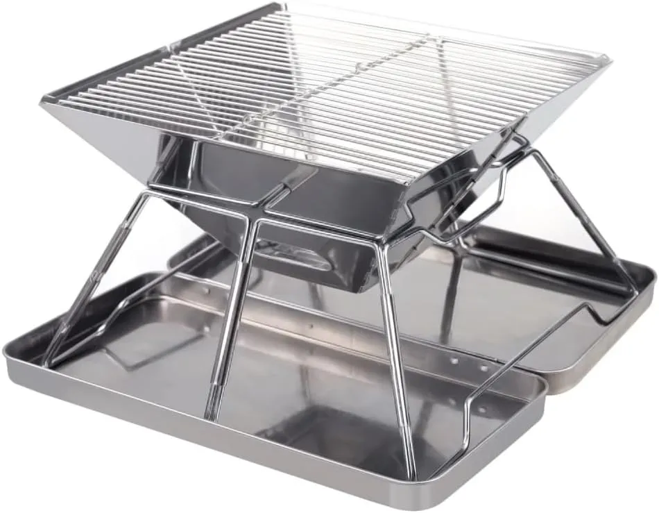 Stainless Steel Grate Barbecue Grill Folding Choal Grill for Outdoor Camping Backpacking Hiking