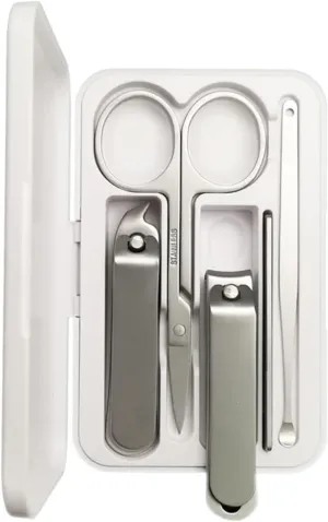 Stainless Steel Manicure Set, 5-Piece Nail Care Kit with Nail Clippers and Scissors, Travel Size