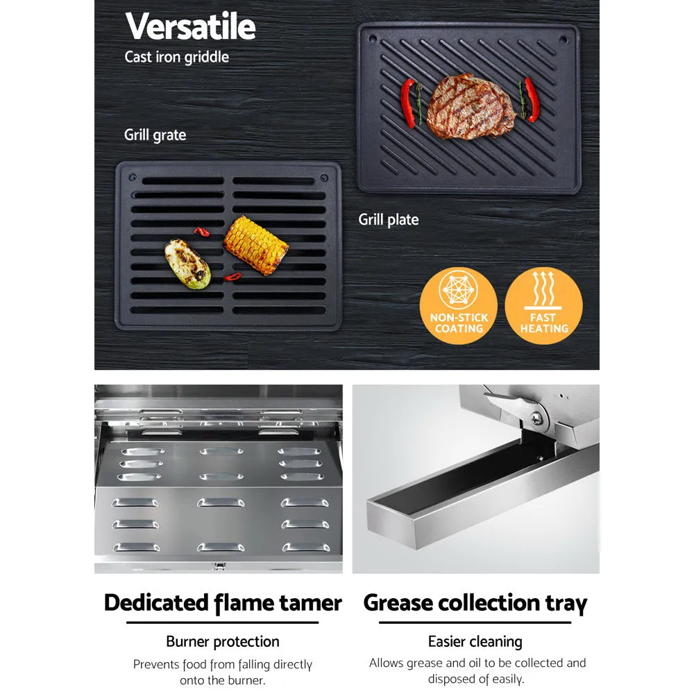 Stainless Steel Portable Gas LPG BBQ Twin Burner with Grill Plate Set
