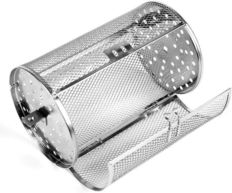 Stainless Steel Rotisserie Basket -360° Rotating Tower Air Fryer Basket Grill Drum Heating Oven Cages for Air Fryer & Oven, Roaster for Nuts, Coffee Beans, Peanuts & BBQ