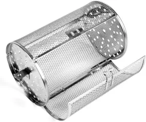 Stainless Steel Rotisserie Basket -360° Rotating Tower Air Fryer Basket Grill Drum Heating Oven Cages for Air Fryer & Oven, Roaster for Nuts, Coffee Beans, Peanuts & BBQ