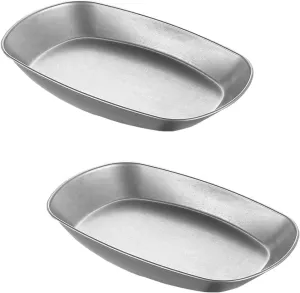 Stainless Steel Serving Plates,10 Inches Dinner Dishes,Retro Metal Camping Plate,Kitchenware Dinner Dishes for BBQ, Snack, Dishwasher Safe