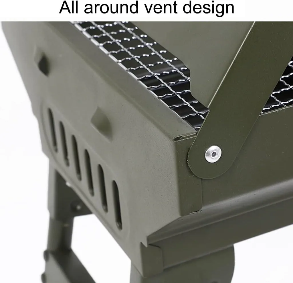 Stainless Steel Small Charcoal Grill, Portable Folding BBQ Set, for Outdoor Cooking Camping Hiking Picnics