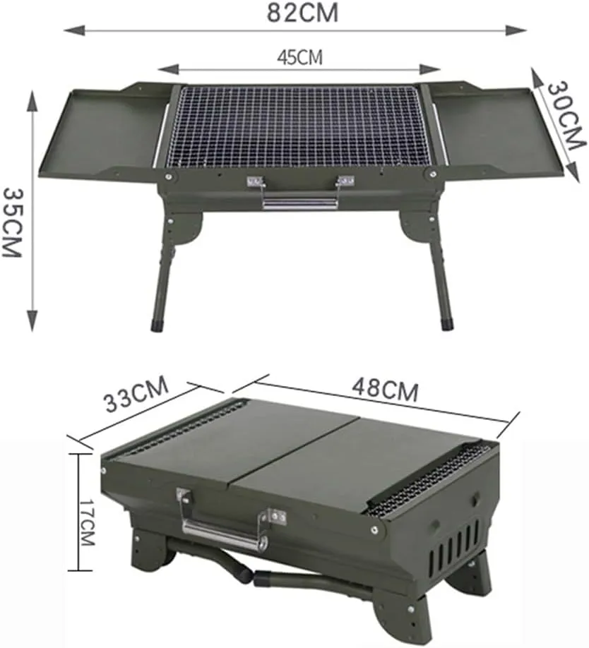 Stainless Steel Small Charcoal Grill, Portable Folding BBQ Set, for Outdoor Cooking Camping Hiking Picnics