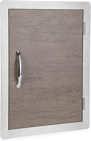 Stanbroil Outdoor Kitchen Doors 17" W x 23" H, Single BBQ Access Door Wood Grain Vertical Door for BBQ Island, Grill Station, Outdoor Cabinet