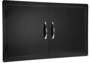 Stanbroil Outdoor Kitchen Doors 36W x 21H Inch BBQ Access Door - Wall Construction Vertical Double Door Flush Mount for Outdoor Kitchen Grilling Station or Commercial BBQ Island - Black