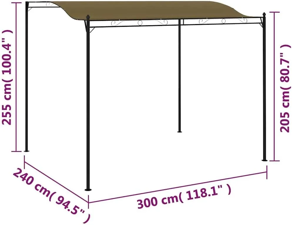 Steel Frame Outdoor Gazebo Canopy Tent 9.8'x7.9' Taupe Sun Shade Shelter for Patio Backyard Camping Parties with Polyester Cover