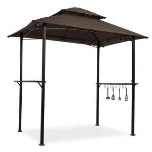 Streamdale Grill Gazebo 8x5 Ft, Double Tier Canopy, Steel Frame - Brown