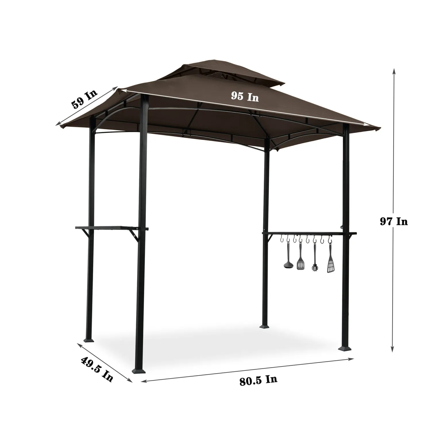 Streamdale Grill Gazebo 8x5 Ft, Double Tier Canopy, Steel Frame - Brown