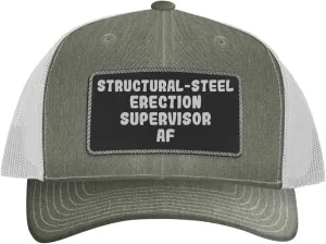 Structural-Steel Erection Supervisor AF - Leather Black Patch Engraved Trucker Hat