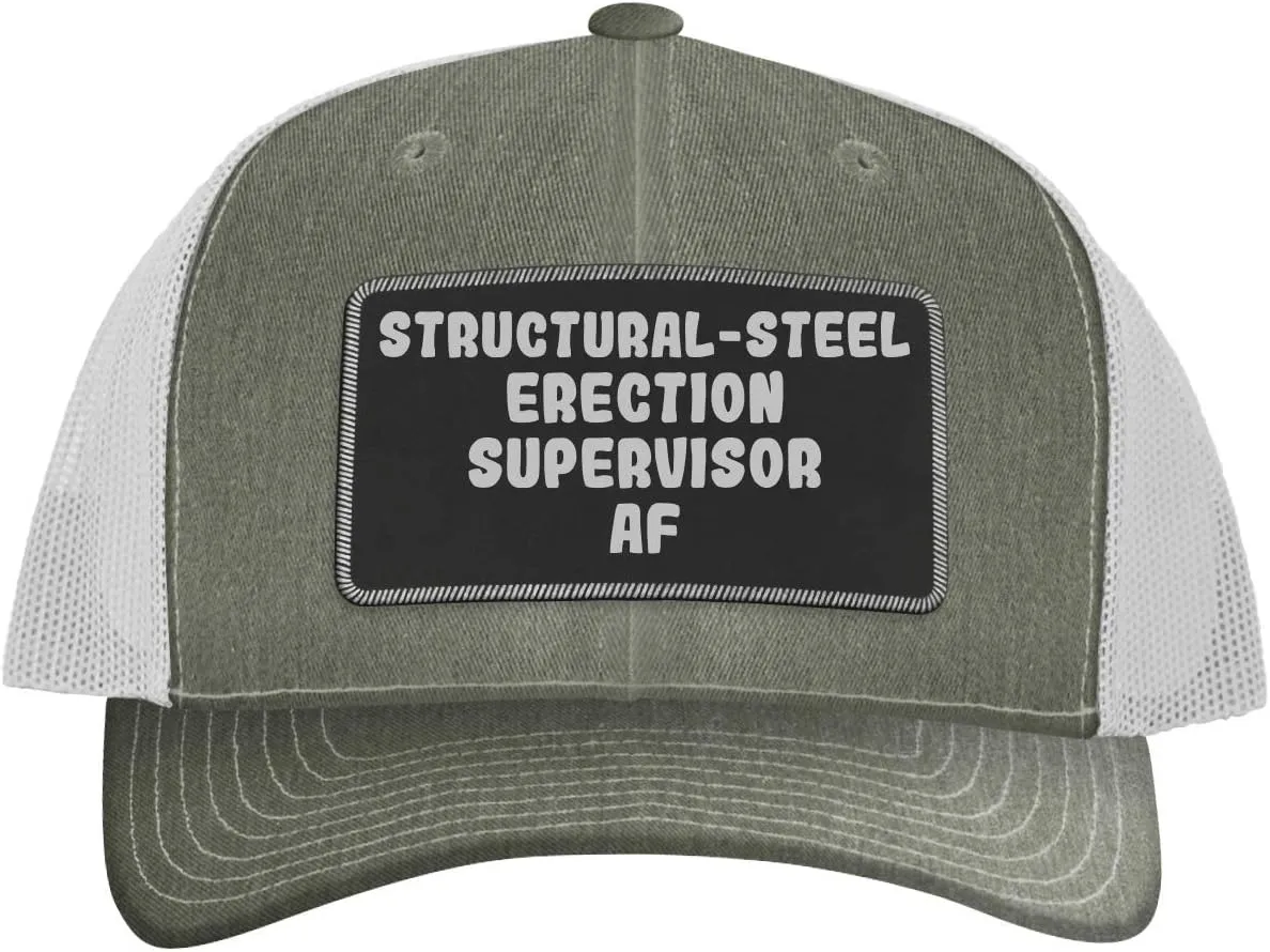 Structural-Steel Erection Supervisor AF - Leather Black Patch Engraved Trucker Hat