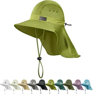 Sukeen Cooling Sun Hat for Men Women UPF50  Wide Brim Fishing Hat with Neck Flap Adjustable Foldable Bucket Hat for Hiking