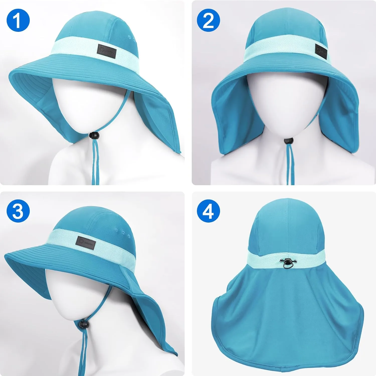 Sukeen Cooling Sun Hat for Men Women UPF50  Wide Brim Fishing Hat with Neck Flap Adjustable Foldable Bucket Hat for Hiking