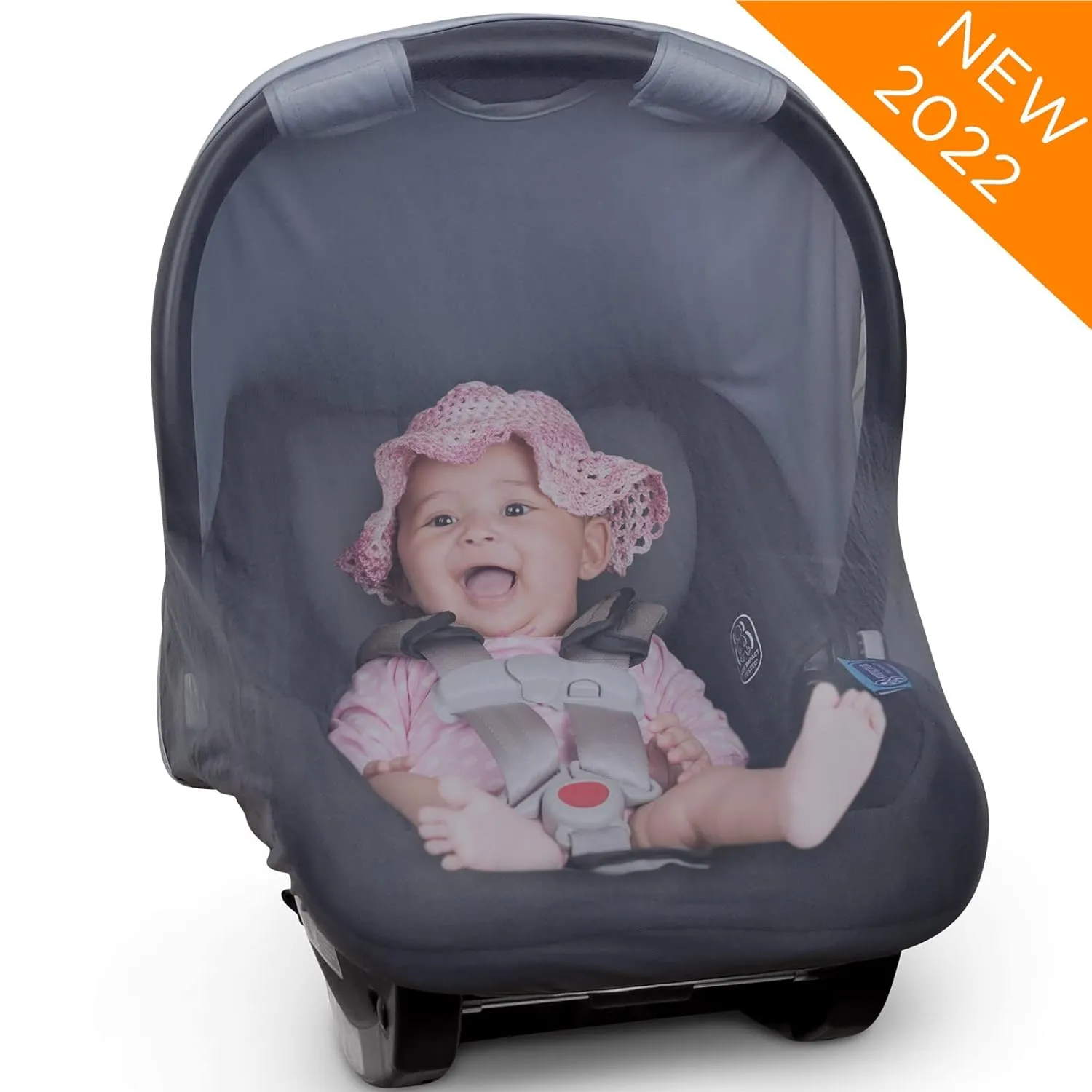 Summer Baby Car Seat Cover | 2-in-1 Breathable Carseat Sun Shade & Mosquito Net | UV Protection Lightweight Canopy Covers for Infant Boys | Bug Net Mesh for Spring & Summer Warm Weather (Blue)