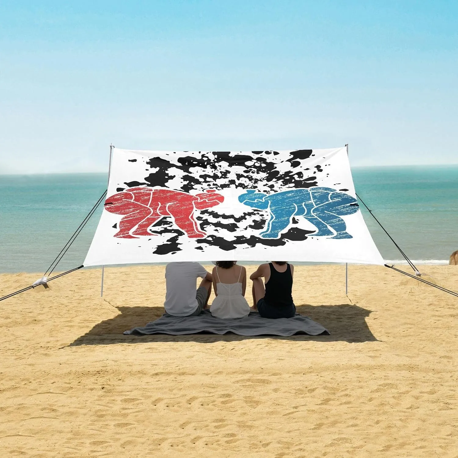 Sumo Prepare to Fight Beach Camping Tent Sun Shelter for Whole Family, Beach Shade Canopy with UPF50  UV Protection,Easy Set Up and Carry,Outdoor Shade for Trips, Fishing, Backyard Fun Picnics