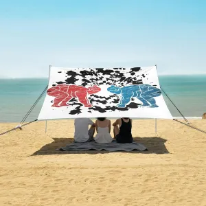 Sumo Prepare to Fight Beach Camping Tent Sun Shelter for Whole Family, Beach Shade Canopy with UPF50  UV Protection,Easy Set Up and Carry,Outdoor Shade for Trips, Fishing, Backyard Fun Picnics