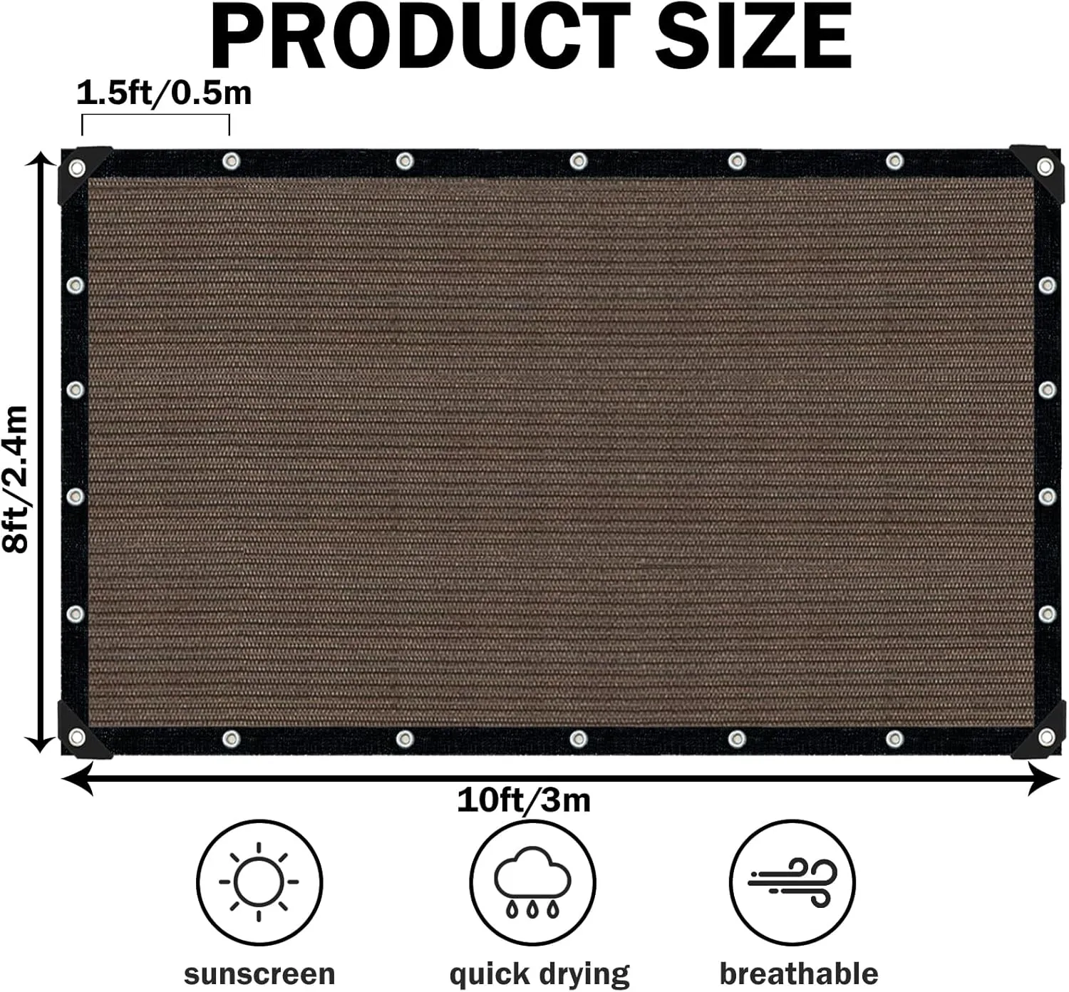 Sun Shade Cloth for Outdoor Patio,Pergola Shade Cover with Grommets Deck Shade Privacy Screen Balcony,90% UV Protection Shade Fabric Brown Sunshades for Garden Backyard Outdoor,Mocha-8x10FT