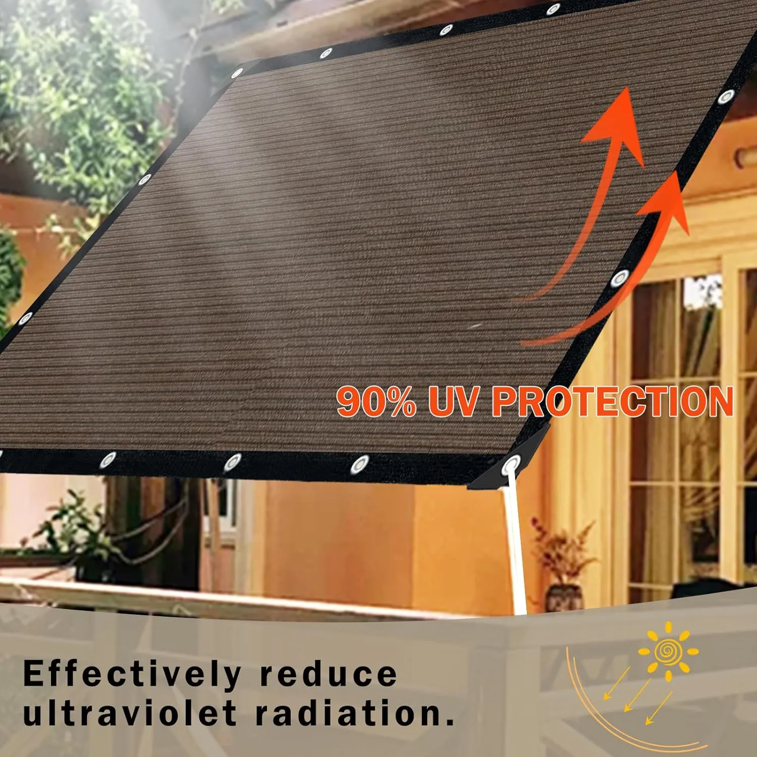 Sun Shade Cloth with Grommets,90% UV Protection Shade Fabric,Pergola Shade Cover Canopy Fence Privacy Screen Balcony,Brown Sunshades for Patio Pergola Garden Backyard Outdoor,Mocha-20x20FT