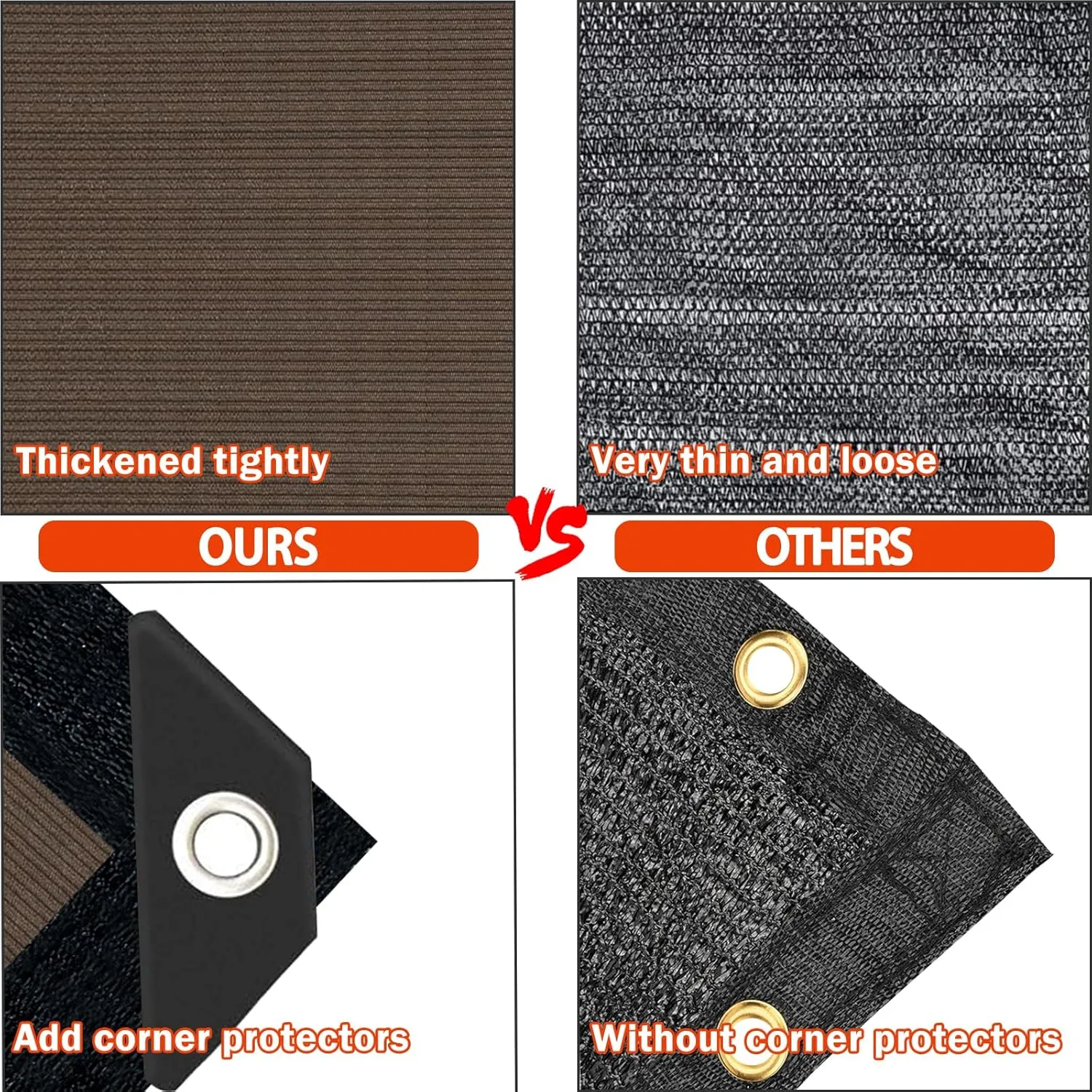 Sun Shade Cloth with Grommets,90% UV Protection Shade Fabric,Pergola Shade Cover Canopy Fence Privacy Screen Balcony,Brown Sunshades for Patio Pergola Garden Backyard Outdoor,Mocha-8x8FT