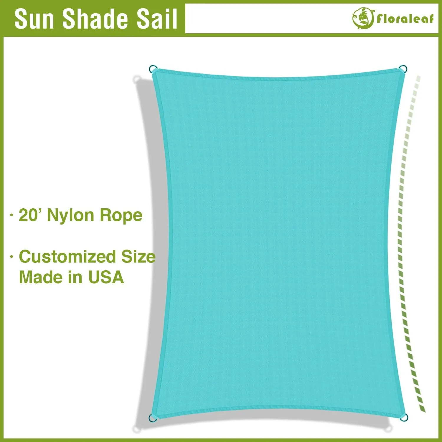 Sun Shade Sail 10' X 13' Rectangular Waterproof Sun Sail UV Block Canopy for Outdoor Patio Lawn Garden Backyard, Turquoise